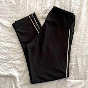 90 Degrees by Reflex Black Athletic Leggings Mesh Reflective Stripe Size XS
